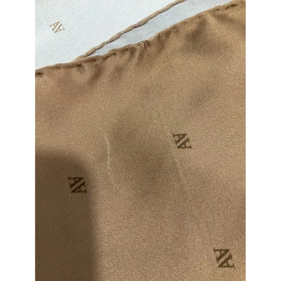 Armine Luxury Pure Silk Ombre All Over Logo Monogram Head Purse‎ Scarf Brown - Picture 8 of 8